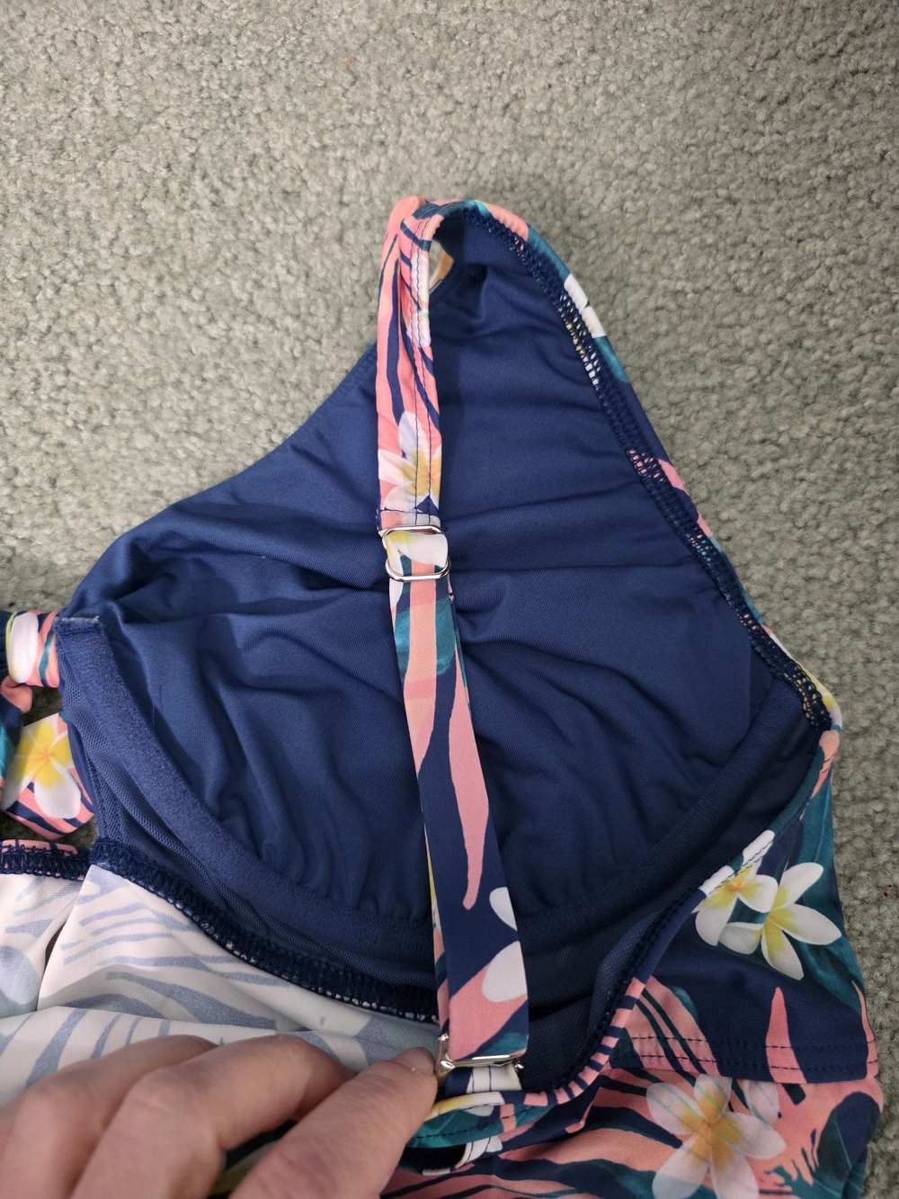 Navy Tropical Floral Tankini with Front Tie - Picture 4 of 5